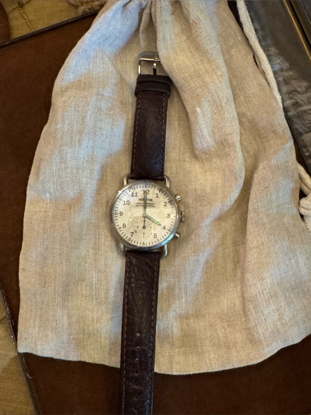 Men's Vintage Fossil Watch with Brown Leather Strap